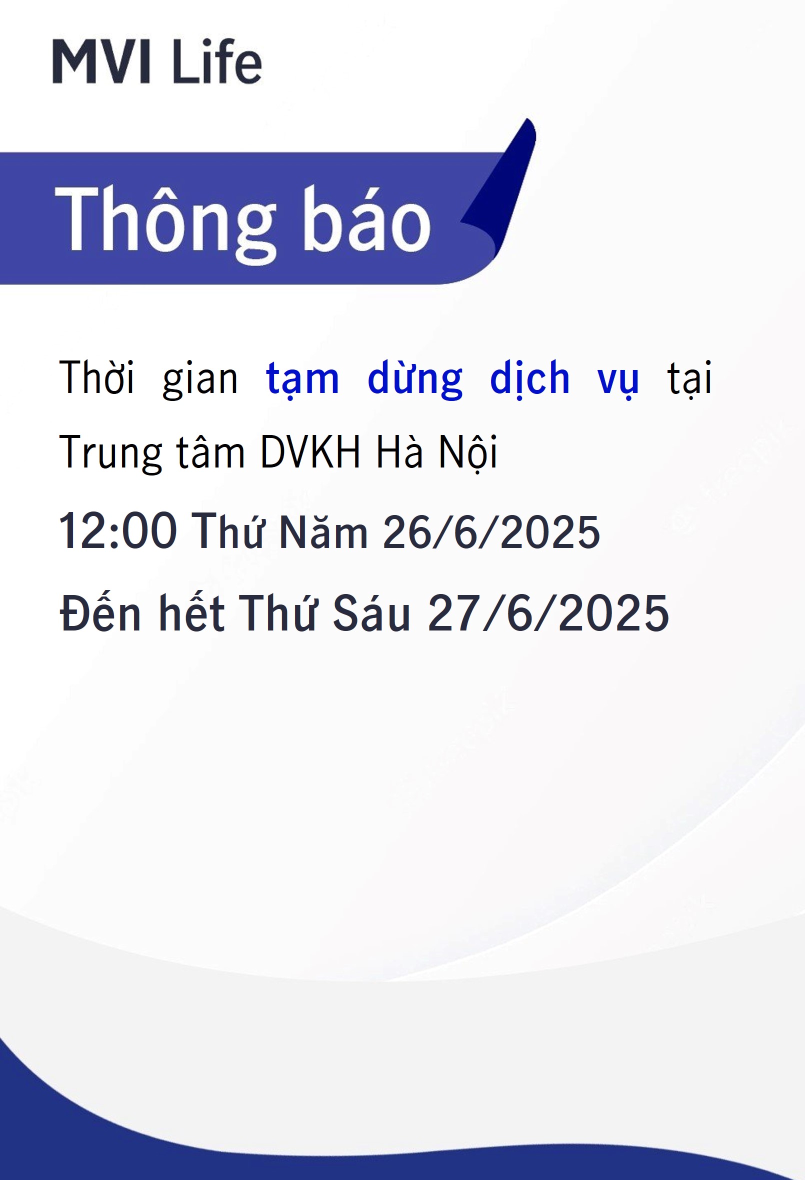 MVI Life ngừng giao dịch tiền mặt từ 16/6/2025